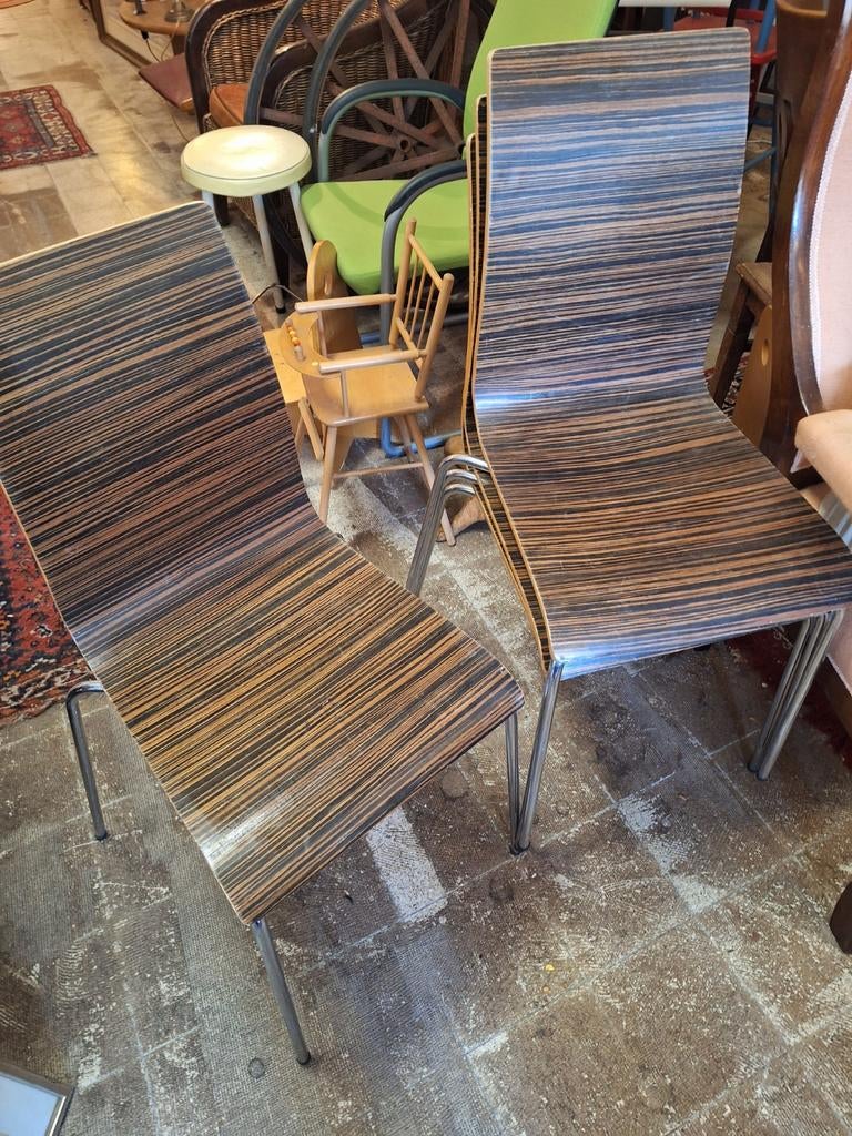 Vintage Tijgerprint Retro Stoelen - Set van 4, Antiek en Kunst, Ophalen