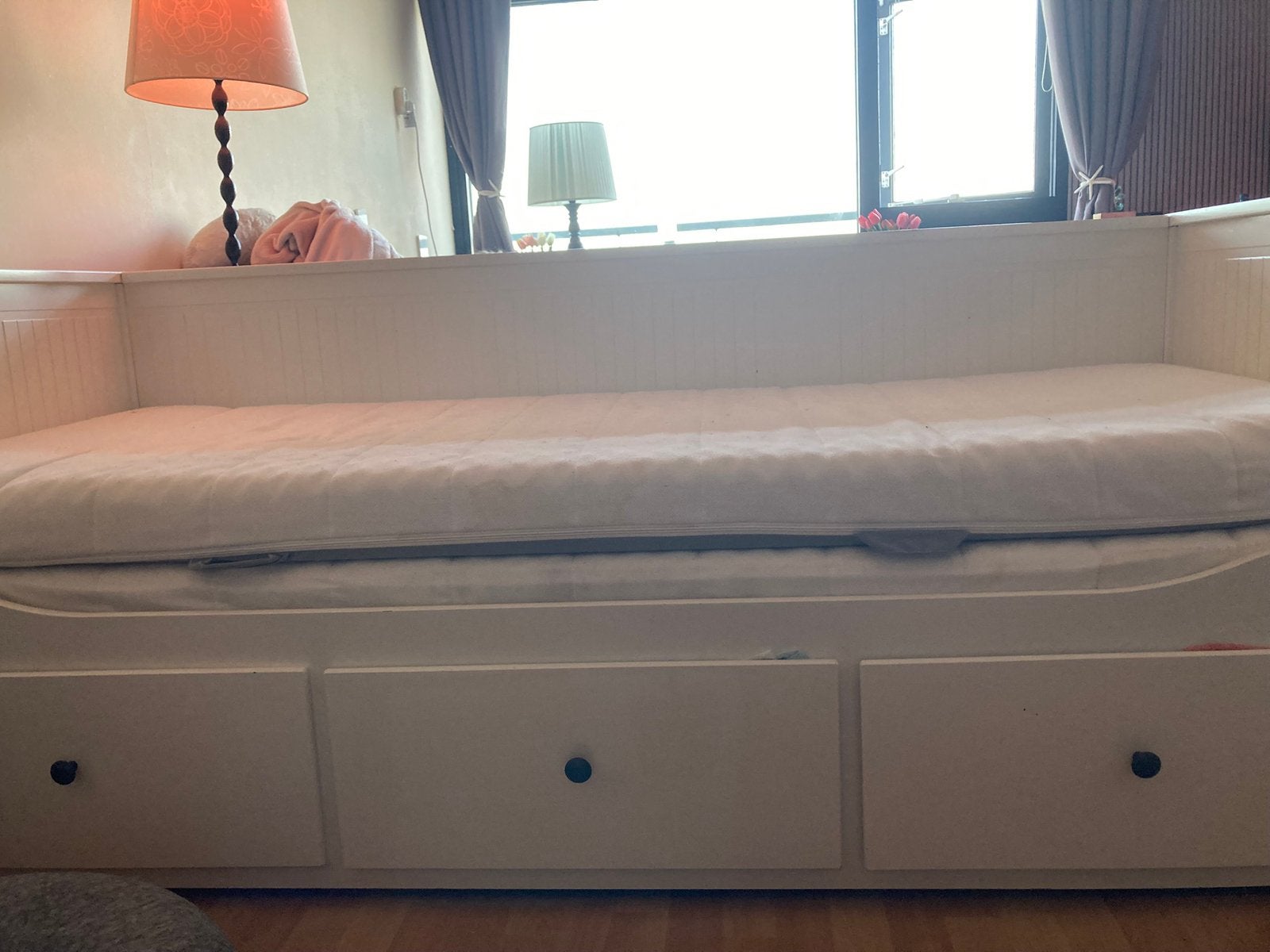 Ikea Hemnes bedbank, Huis en Inrichting, Ophalen, Gebruikt, Wit, Tweepersoons