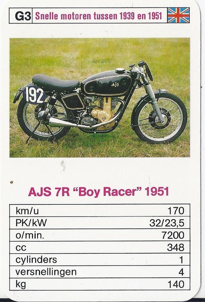M27 motorkaartje ajs 7r boy racer ( g3 ), Ophalen of Verzenden, Zo goed als nieuw, Motoren