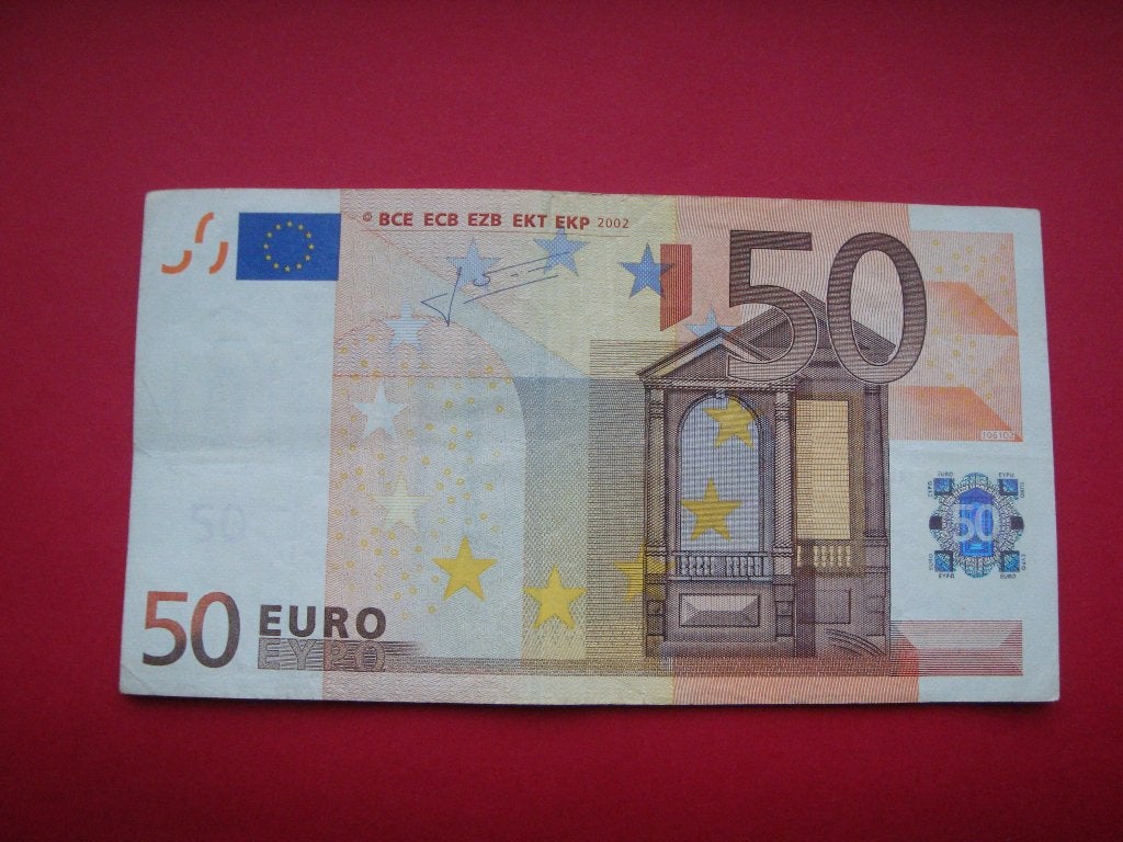 Kavel bankbiljet Italië 50 Euro Trichet 2002., Postzegels en Munten, Verzenden, Italië, 50 euro, Los biljet