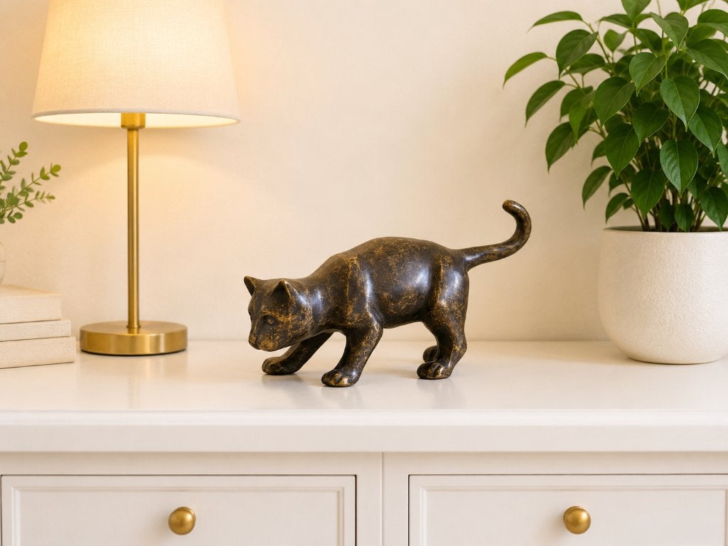 BRONZEN POES / KAT, Tuin en Terras, Tuinbeelden, Nieuw, Dierenbeeld, Ophalen of Verzenden