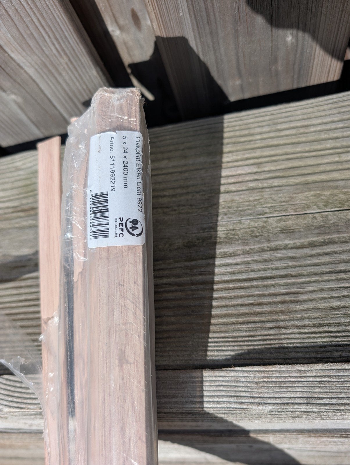 Nieuwe Eiken Plinten Licht 9822 - 5 x 24 x 2400 mm 13 stuks, Doe-het-zelf en Verbouw, Ophalen, Nieuw