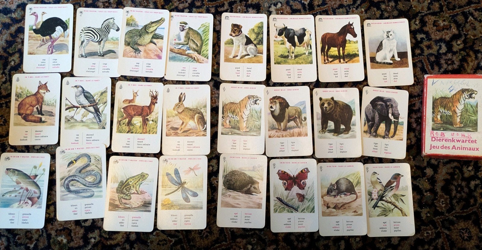vintage dieren kwartet/ Jeux des animaux, Verzamelen, Ophalen of Verzenden, Gebruikt, Kwartet(ten)