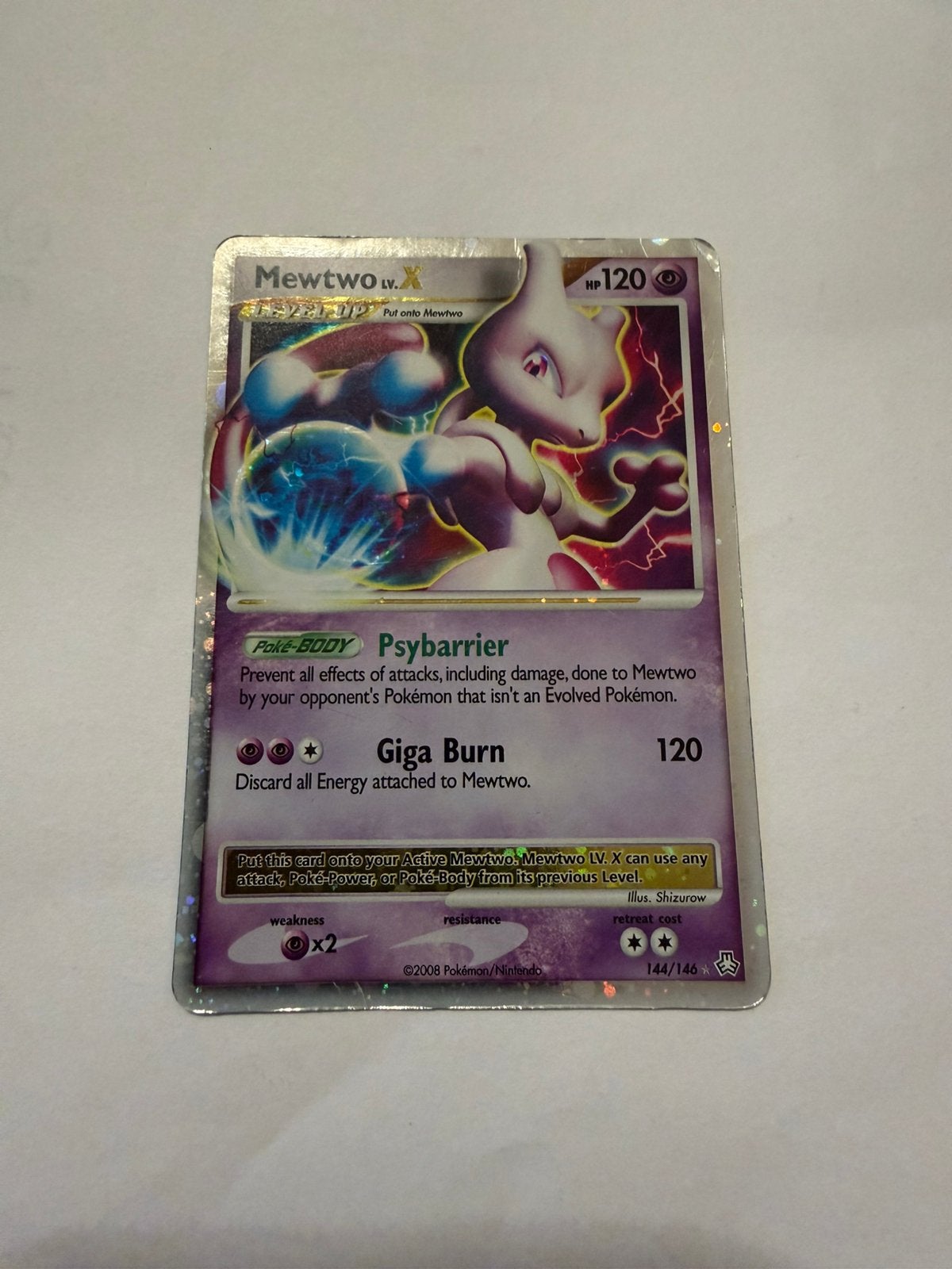 Pokemon - Mewtwo LV. X - Legends Awakened (144/146), Hobby en Vrije tijd, Ophalen, Gebruikt, Losse kaart, Foil