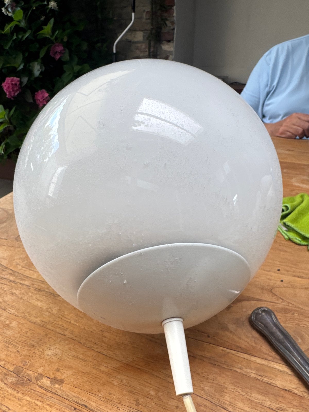 Melkglazen Holland bol lampenkap doorsnede 29 cm, Huis en Inrichting, Lampen | Hanglampen, Ophalen, Gebruikt, Glas