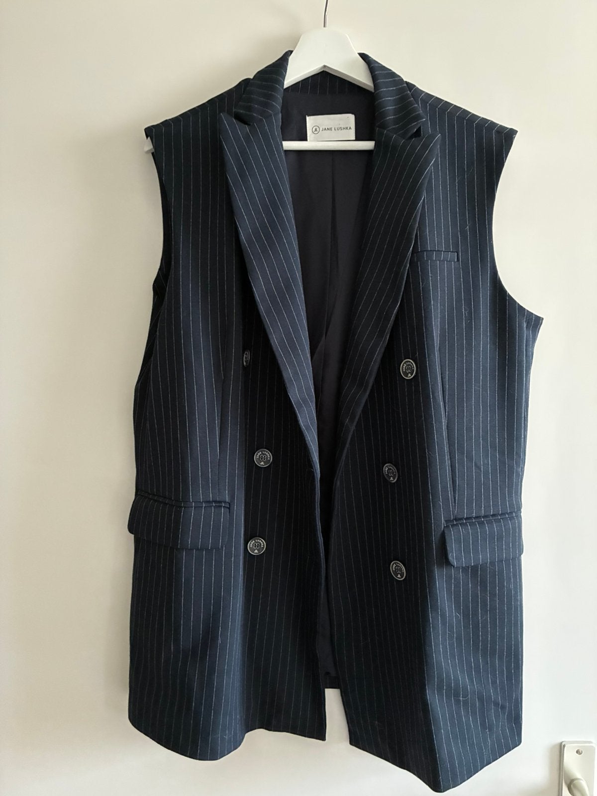 Blauw met witte strepen gilet, maat L, Ophalen, Nieuw, Blauw