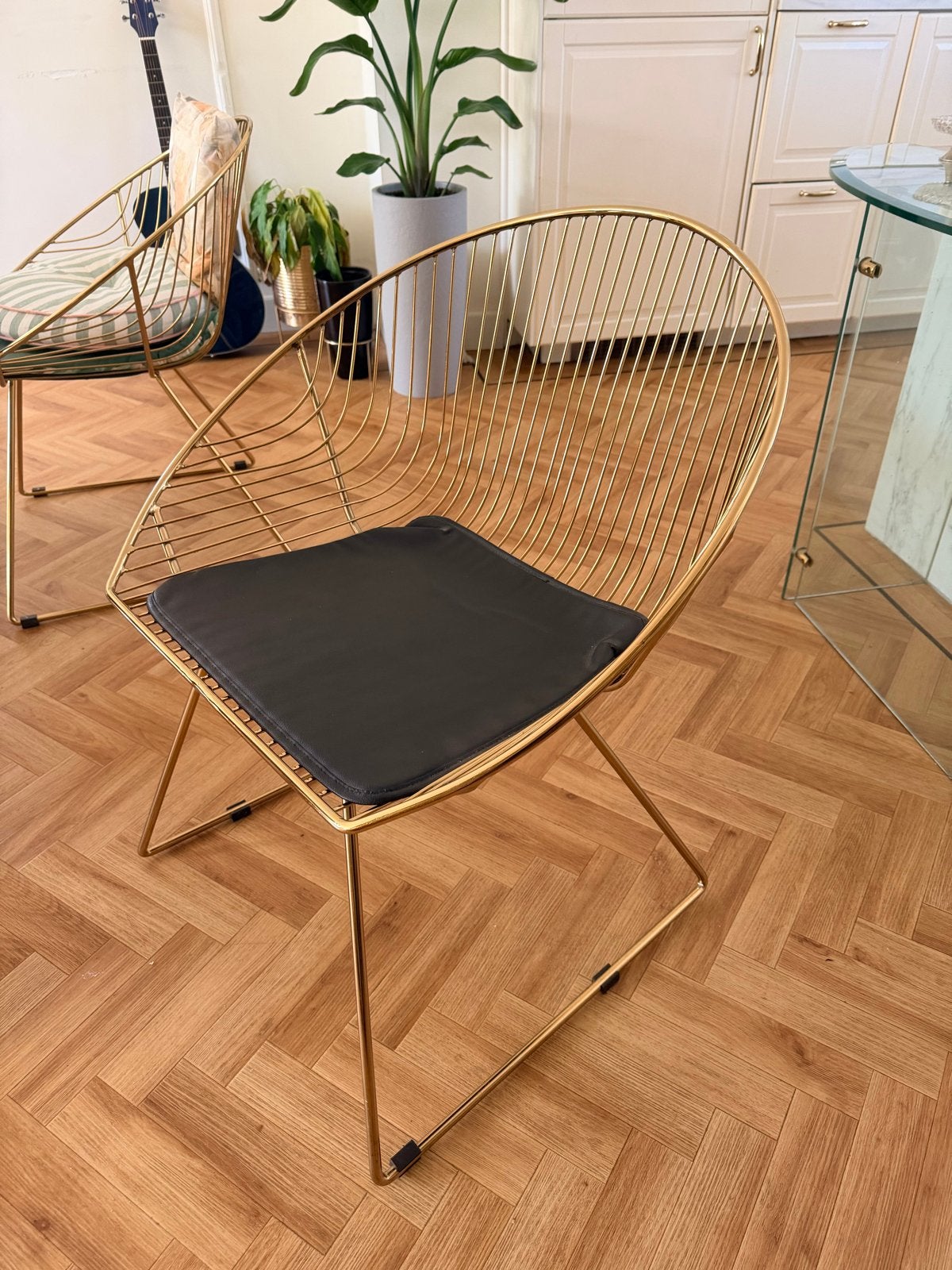 6x Gouden draadstoel - Modern design, Ophalen, Gebruikt, Overige kleuren, Metaal