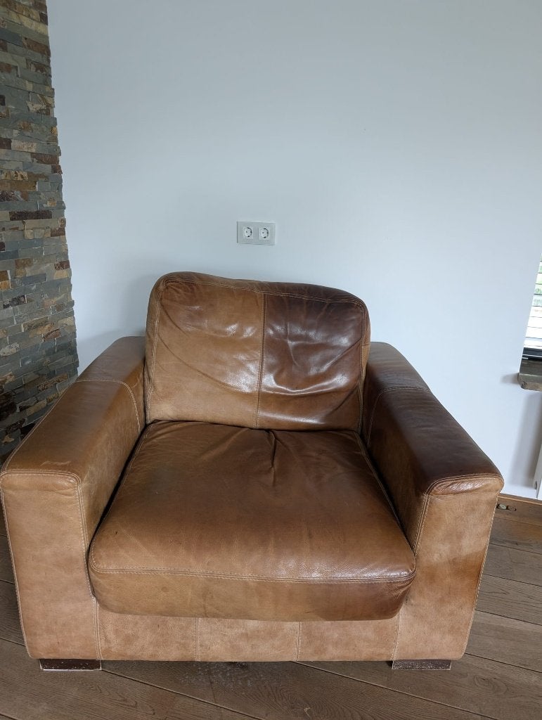 Gratis leren fauteuil, Ophalen, Gebruikt, 100 tot 125 cm, Leer