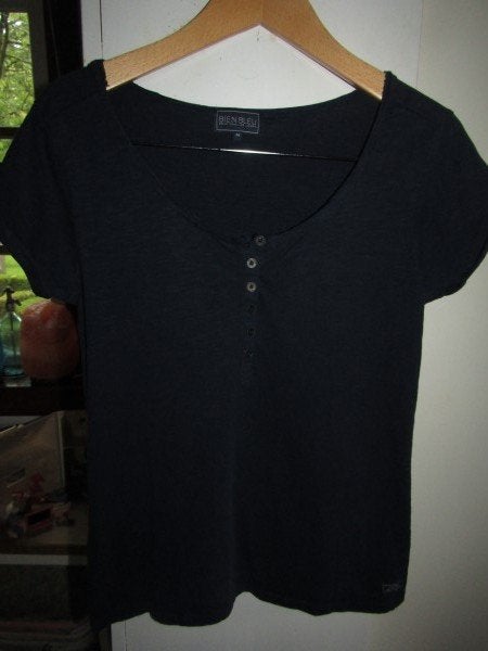 G031 BIEN BLEU mt M shirtje top donkerblauw, Kleding | Dames, Maat 38/40 (M), Zo goed als nieuw, Korte mouw, Bien Bleu
