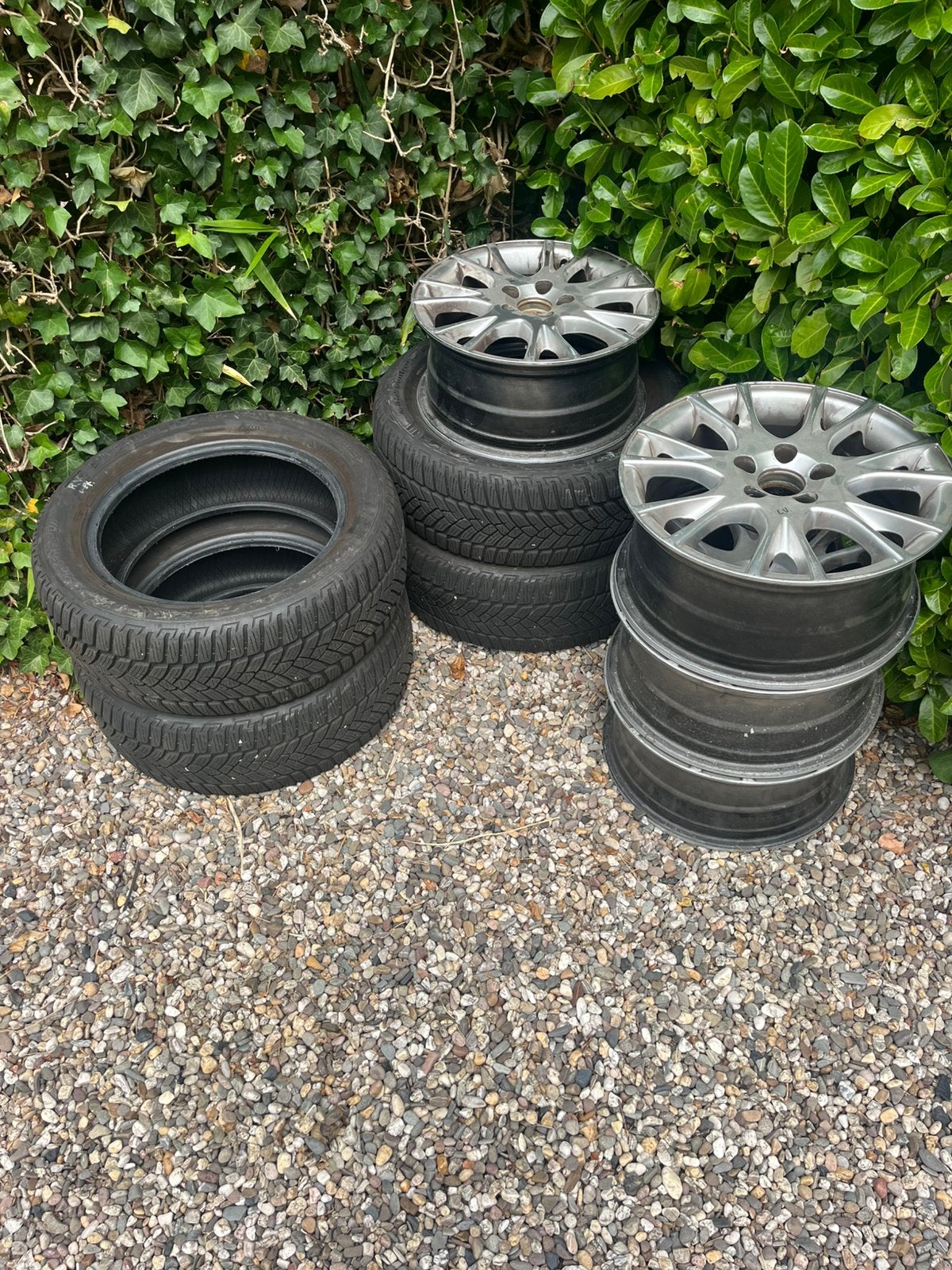Alum. set velgen Volvo V70 205/55R16 met goede winterbanden, Ophalen