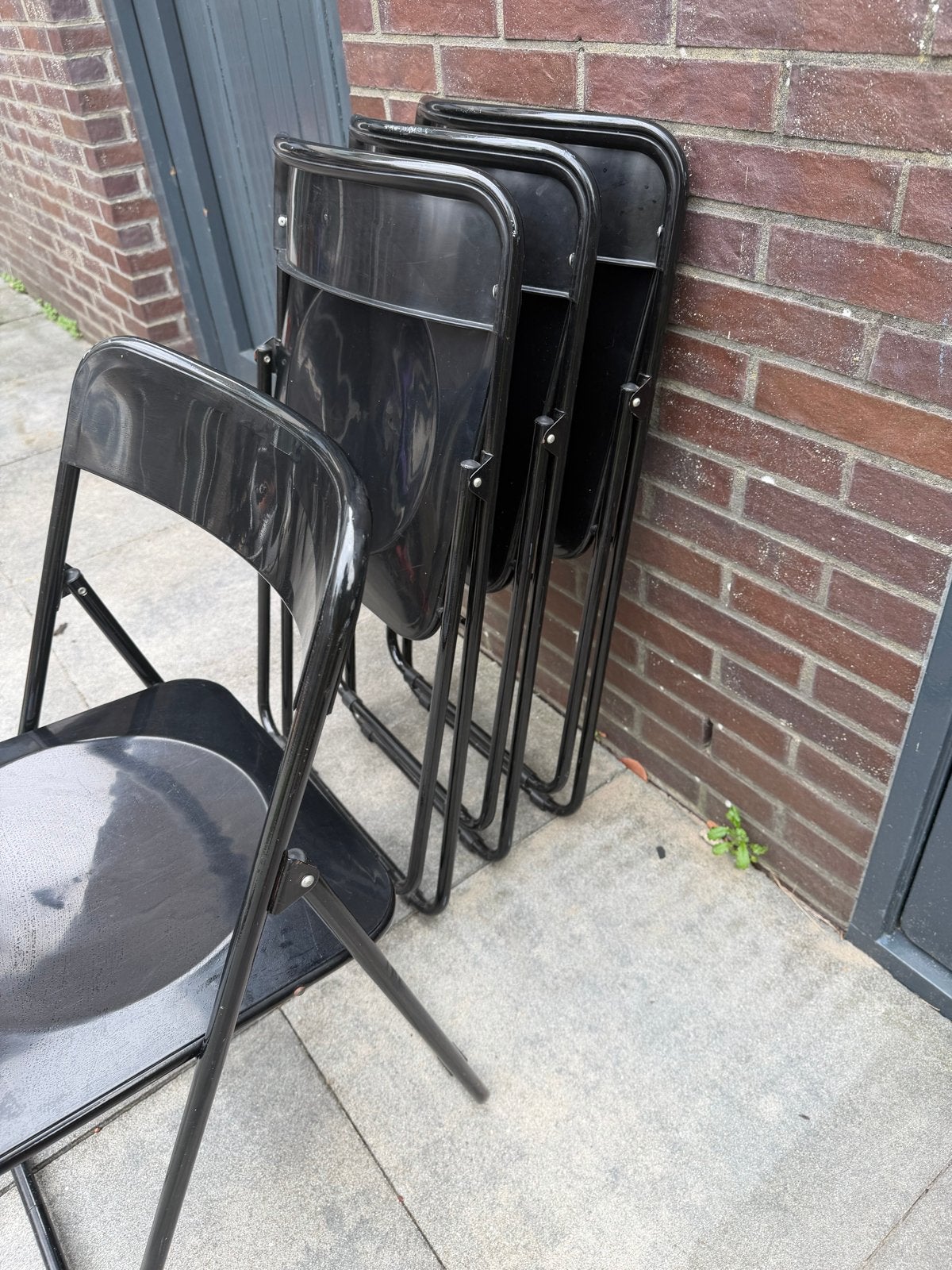 Set van 4 zwarte klapstoelen, Huis en Inrichting, Ophalen, Gebruikt, Zwart, Vintage
