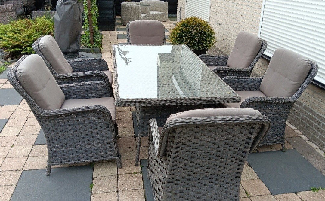 6 persoons luxe wicker tuinset, Ophalen, 6 zitplaatsen, Wicker, Tuinset