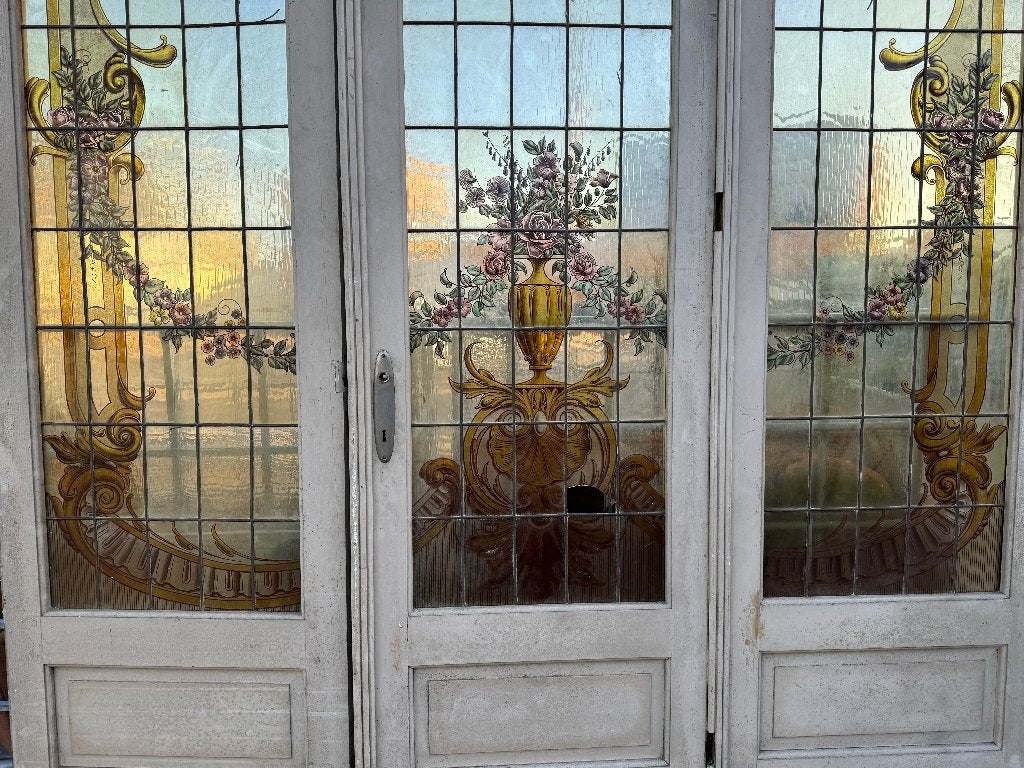 Set 3- delige Barok glas in koper deuren 260x216cm., Ophalen