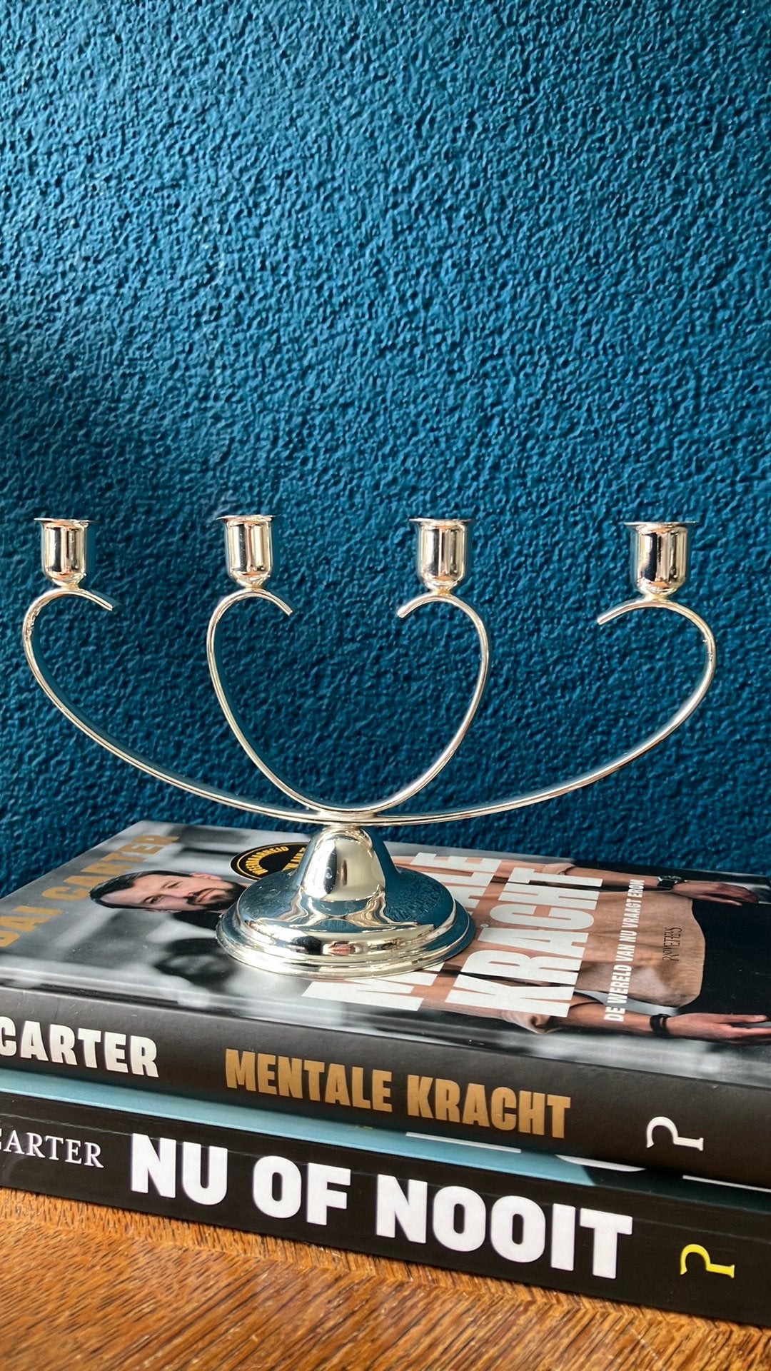 Vintage verzilverde kandelaar, Ophalen of Verzenden, Zilver
