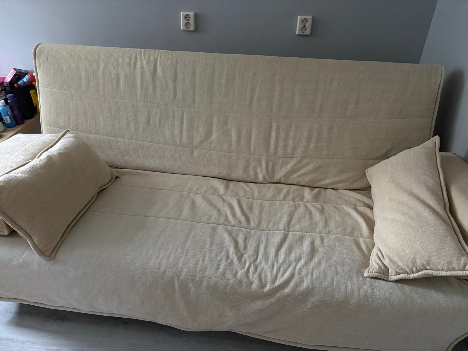 IKEA Beddinge slaapbank met opbergruimte, Huis en Inrichting, Ophalen, Gebruikt, Beige, Tweepersoons
