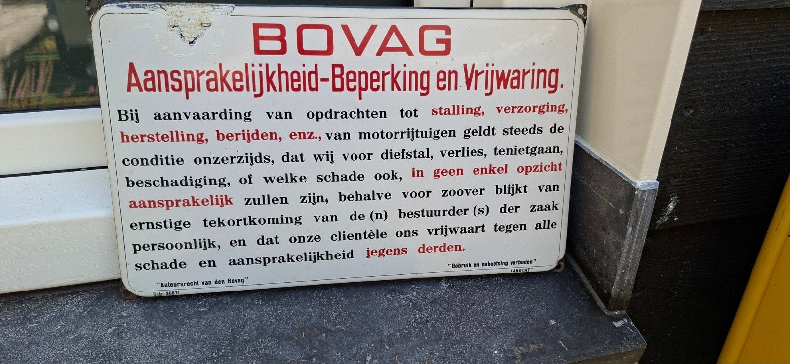 Emaille bovag bord langcat Bussem, Antiek en Kunst, Antiek | Emaille, Ophalen