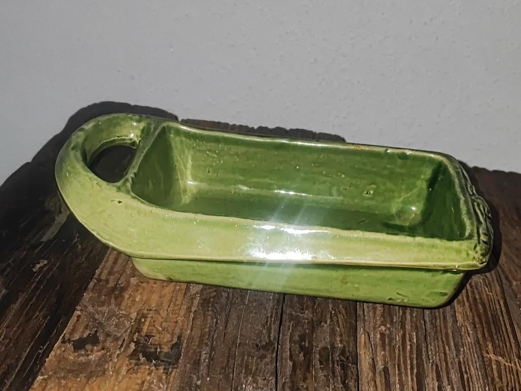 St Hubert botervloot met hertenkop - groen geglazuurd, Antiek en Kunst, Ophalen of Verzenden