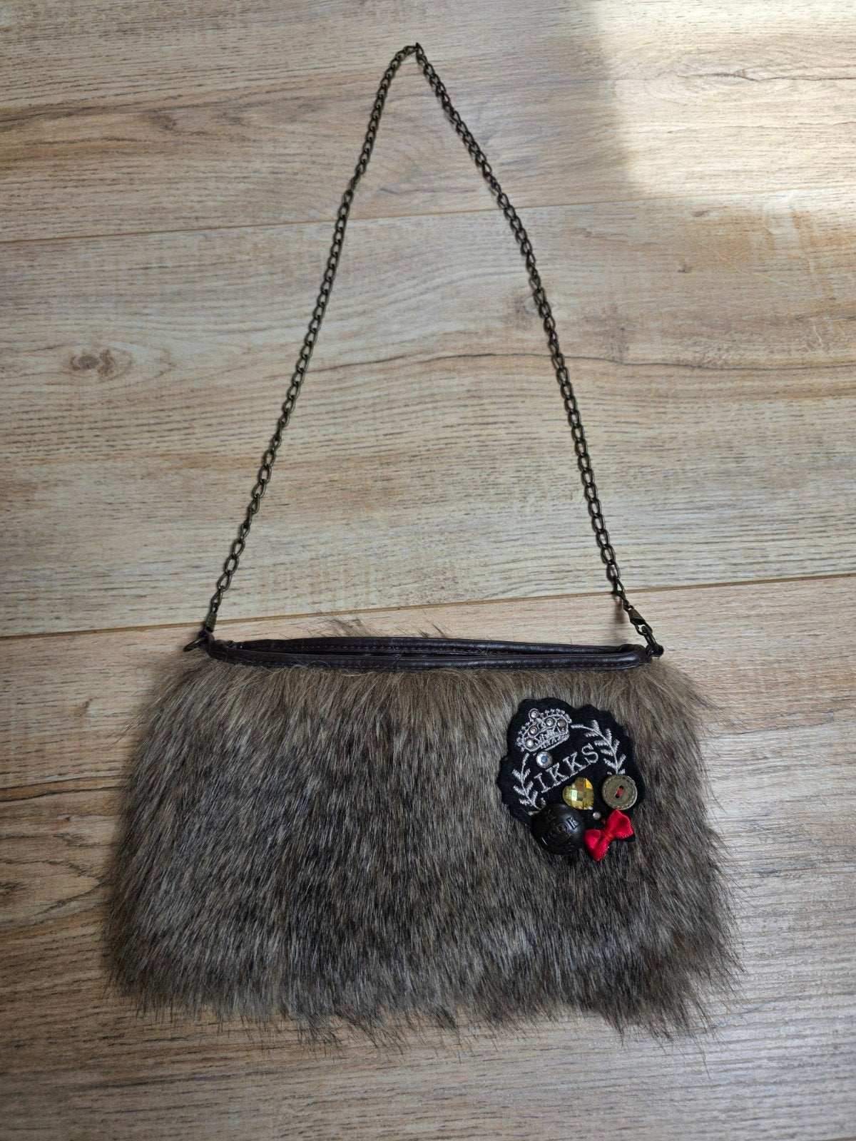 IKKS Bonten Avondtasje/Schoudertasje met Ketting Nieuw!, Ophalen of Verzenden, Zo goed als nieuw, Bruin, Avondtasje