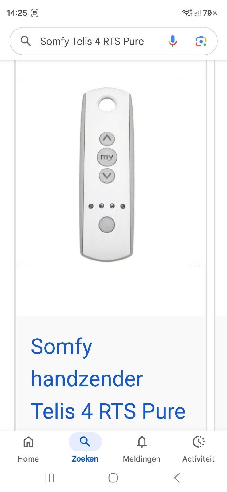 Somfy Telis 4 RTS Pure Afstandsbediening, Ophalen, Gebruikt, Wit, Kunststof