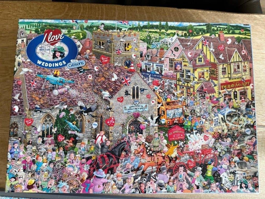 Gibsons legpuzzel 1000 stukjes I Love Weddings, Ophalen of Verzenden, 500 t/m 1500 stukjes, Zo goed als nieuw, Legpuzzel