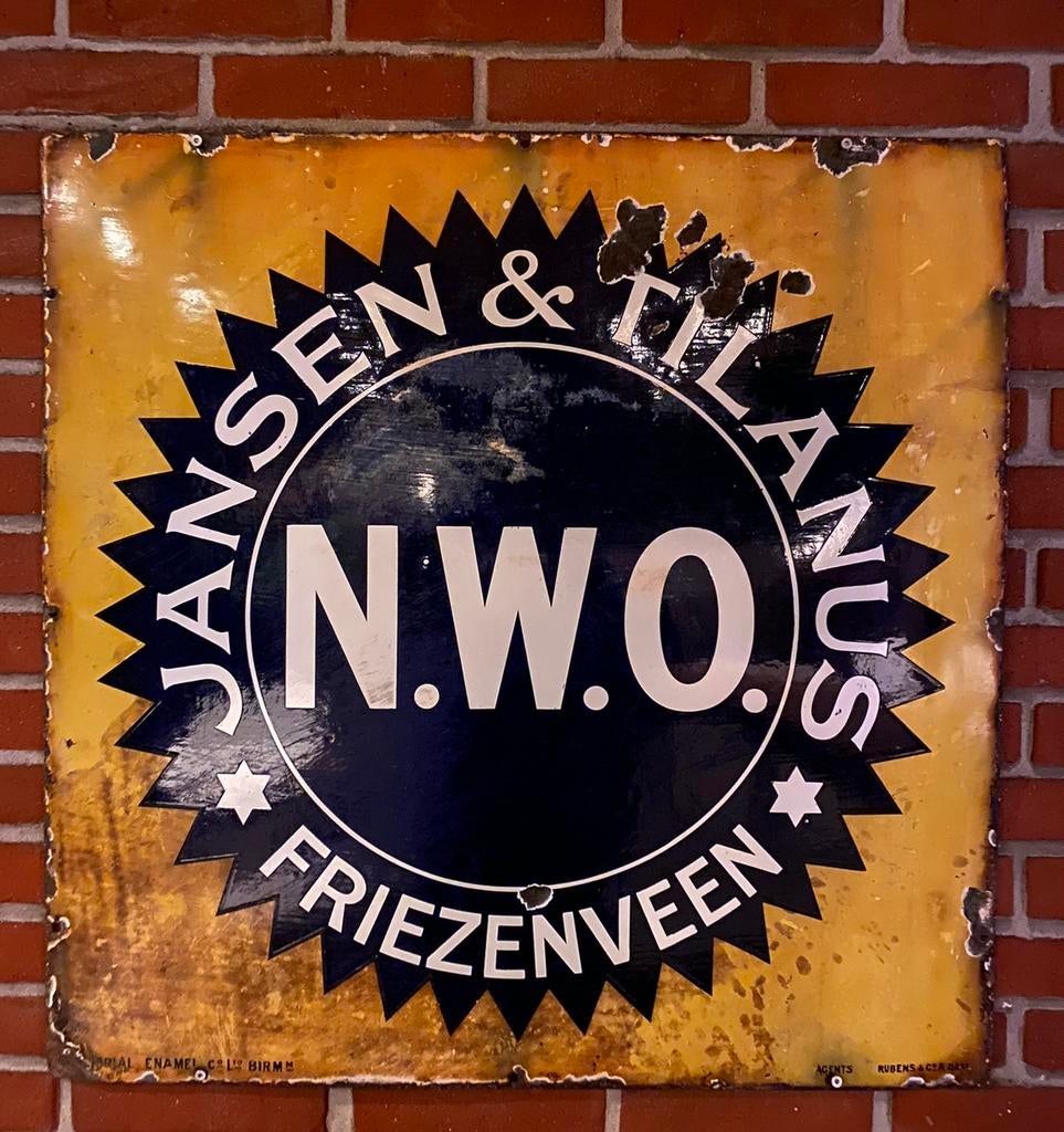 Jansen & Tilanus Friezenveen emaille borden, Verzamelen, Ophalen, Gebruikt, Reclamebord