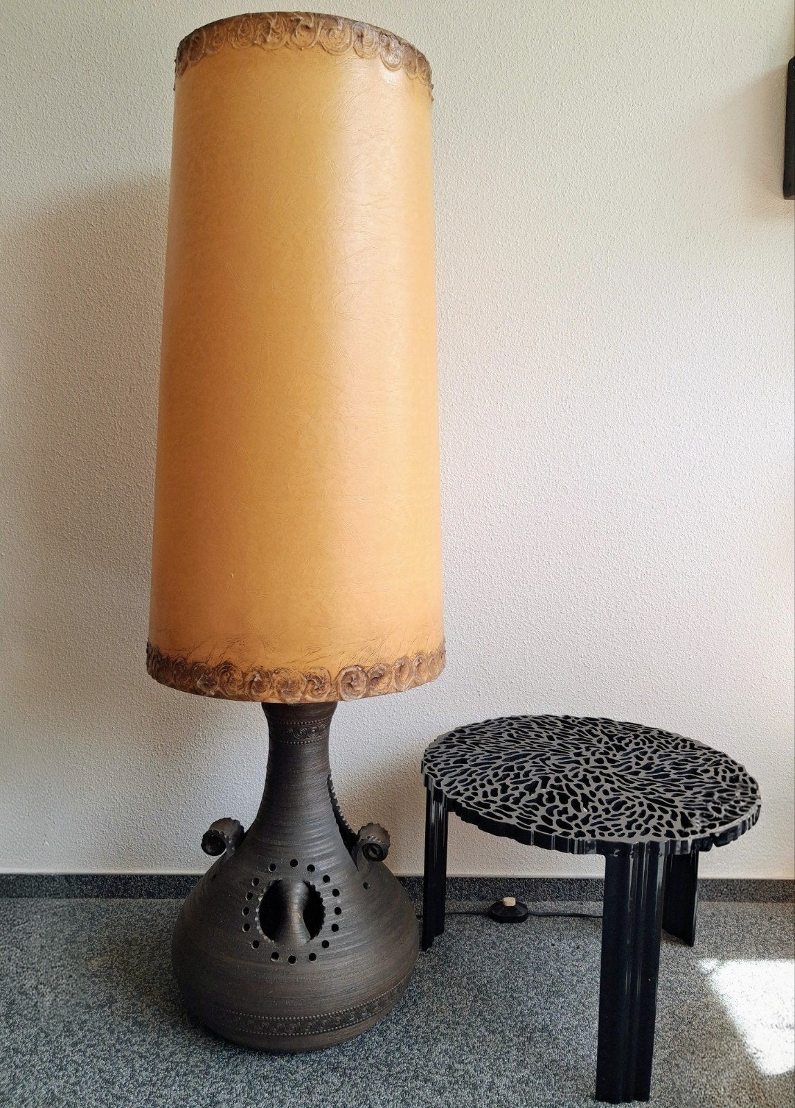 Mega grote vintage brutalistische vloerlamp 155 cm 1970, Ophalen, Hout