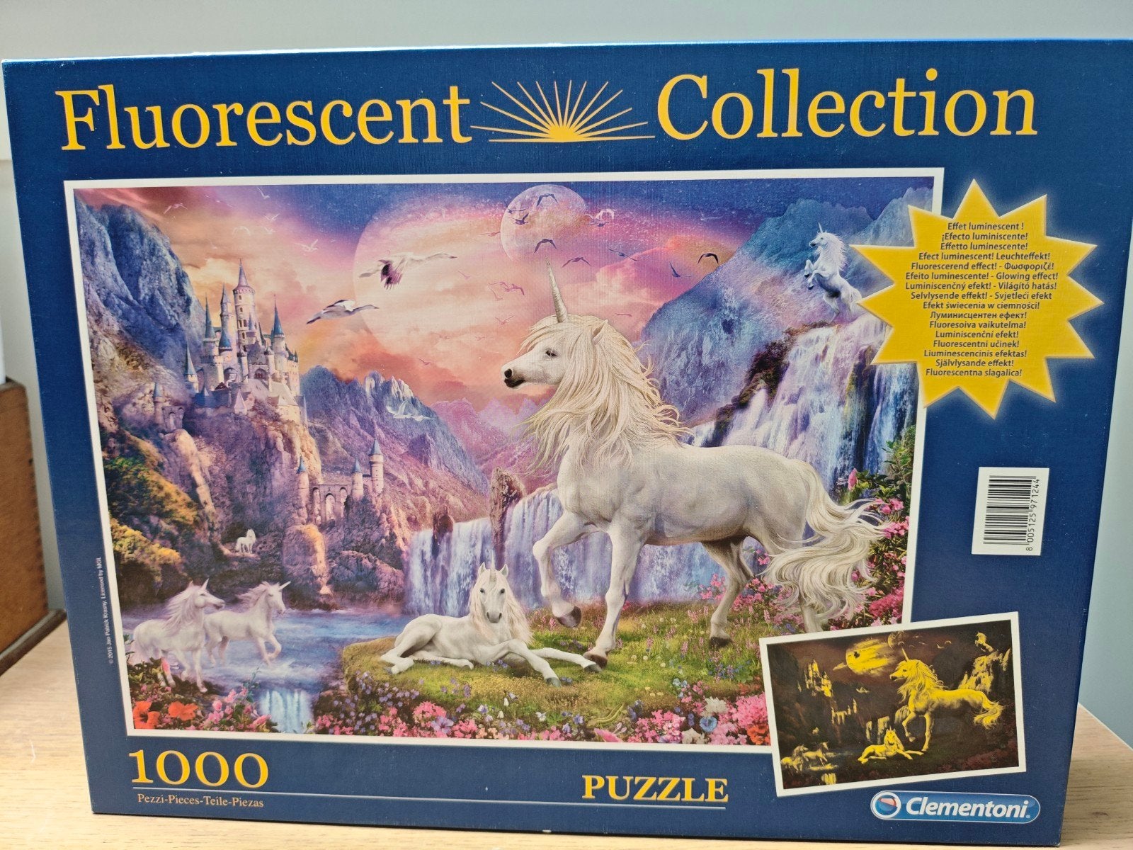 Prachtige Clementoni Eenhoorn Puzzel 1000 Stukjes, Ophalen, 500 t/m 1500 stukjes, Zo goed als nieuw, Legpuzzel