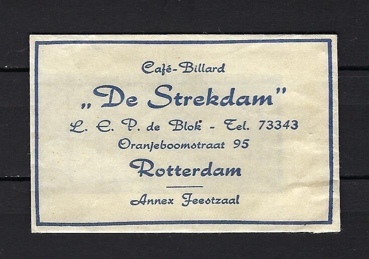 2867 Rotterdam cafe DE STREKDAM, Ophalen of Verzenden, Nederland