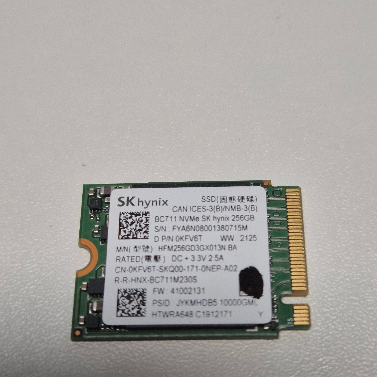SK Hynix BC711 256GB Nvme SSD 2230, Gebruikt, 256GB, Verzenden, SSD