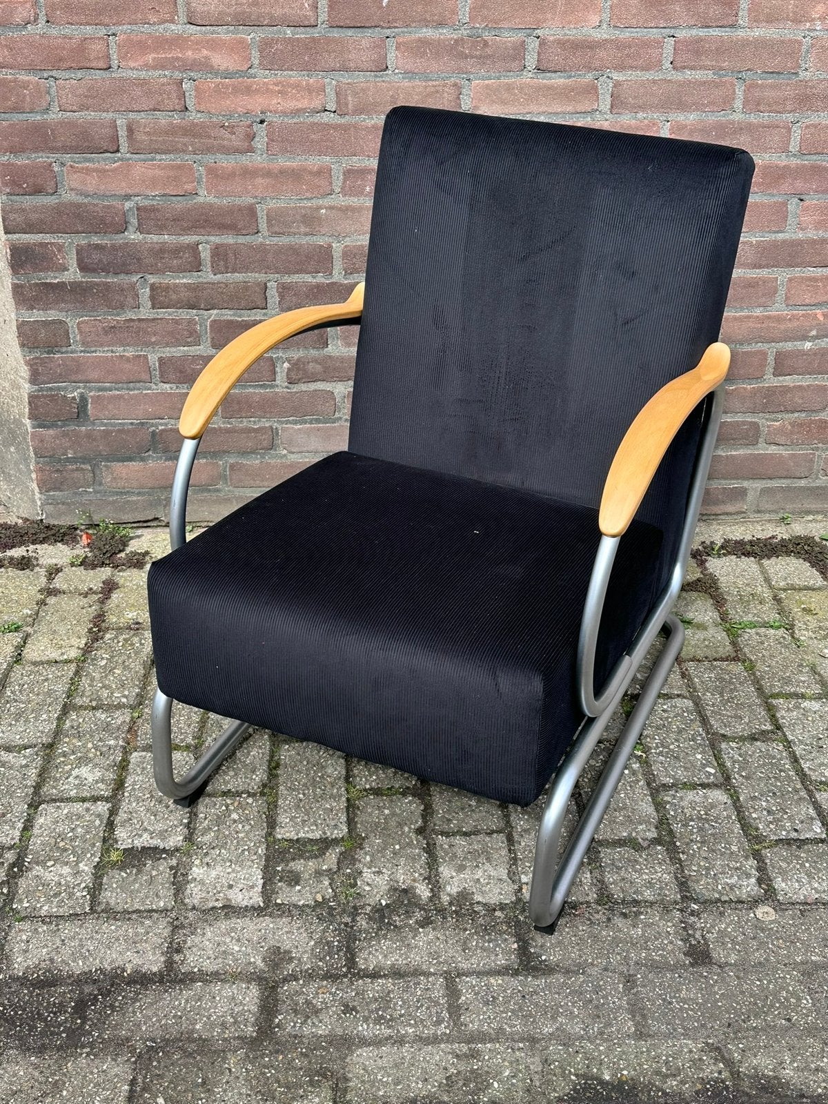Gispen Dutch originals 407 / Zwarte Manchester Ribstof, Huis en Inrichting, Ophalen, 75 tot 100 cm, Zo goed als nieuw, Stof