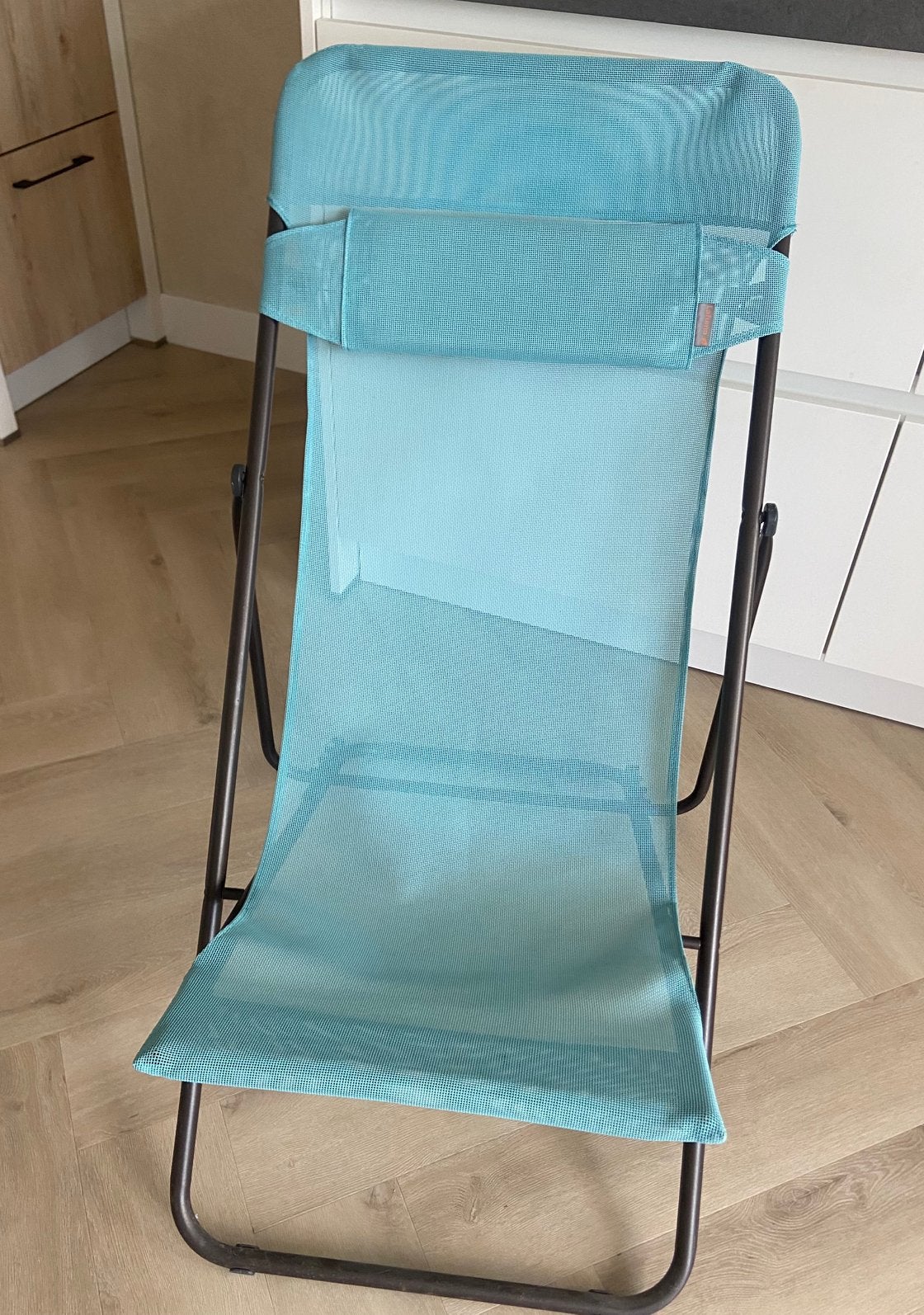 Lafuma ligstoel/ strandstoel turquoise, Caravans en Kamperen, Ophalen, Gebruikt, Campingstoel