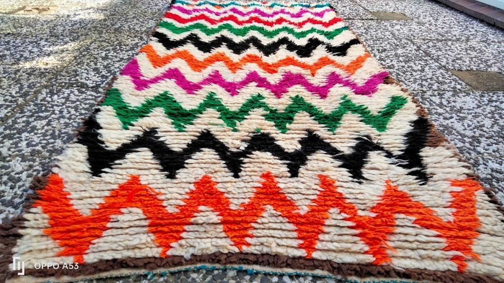 Handgeknoopt Berber kleed wol 214x91cm, 150 tot 200 cm, 200 cm of meer, Ophalen of Verzenden, Zo goed als nieuw