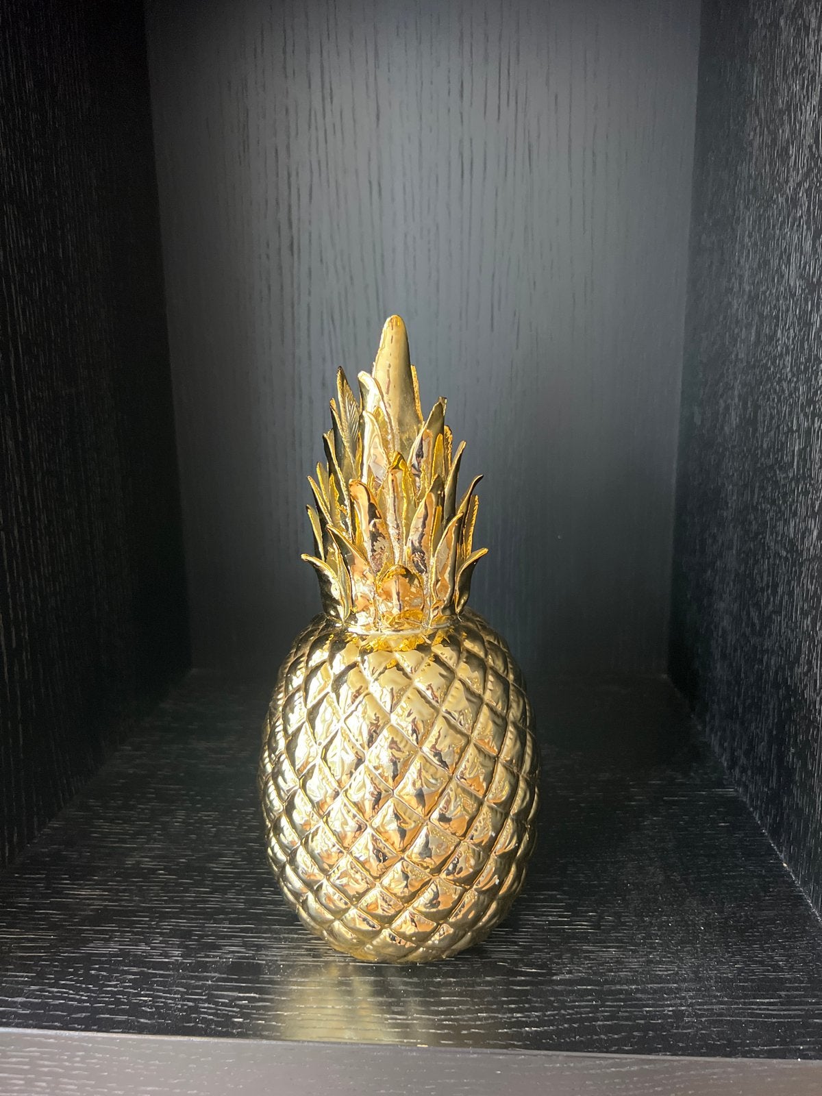 Gouden Ananas Decoratiebeeldje, Ophalen of Verzenden, Zo goed als nieuw, Steen/keramiek, Goud