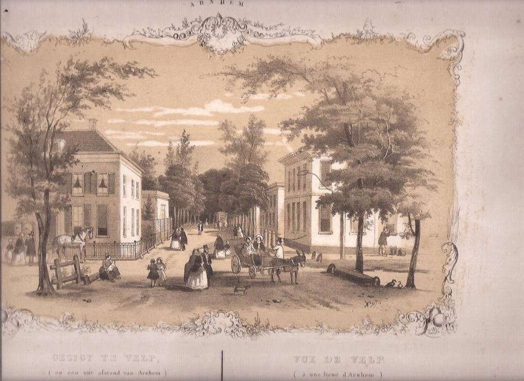 Arnhem Gezigt te Velp (op een uur afstand van Arnhem) - Vu d, Origineel, Stadsgezicht, Ophalen of Verzenden, 1800 - 1899