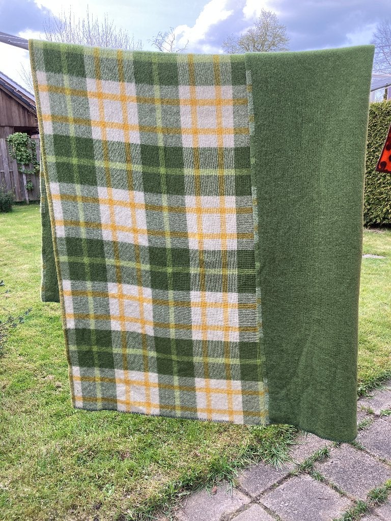 Vintage wollen deken jaren zestig, Huis en Inrichting, Slaapkamer | Beddengoed, Ophalen, Gebruikt, Eenpersoons, Meerkleurig