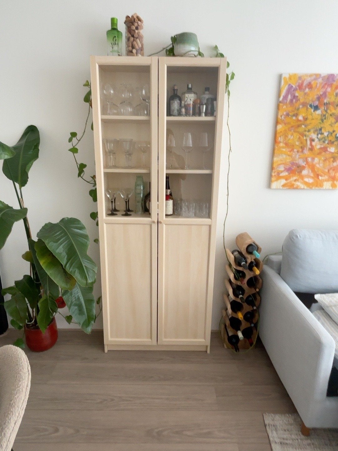 Vitrinekast, Ophalen, Met deur(en), 200 cm of meer, Eikenhout