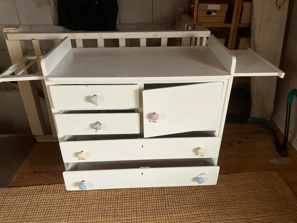 Witte commode met lades en opbergvakken, Ophalen, Gebruikt, 50 tot 70 cm, 75 tot 100 cm