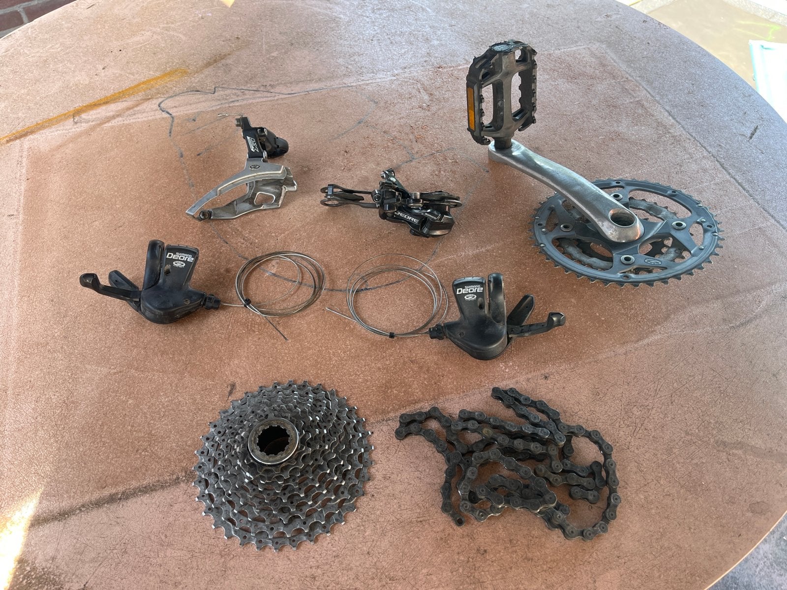Shimano Deore 3x9 groepset compleet, Fietsen en Brommers, Fietsonderdelen, Gebruikt, Ophalen of Verzenden, Derailleur of Ketting