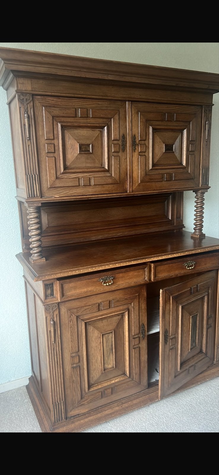 Antiek Eiken Dressoir / Buffetkast met Rijk Snijwerk, Ophalen