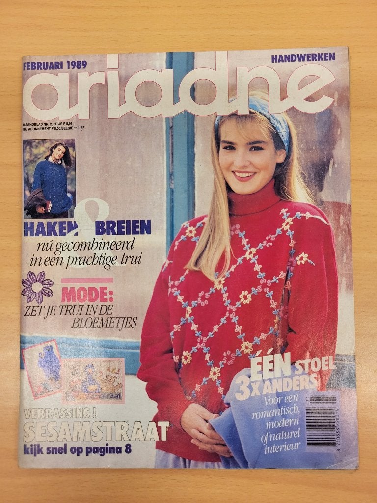 Ariadne.      Februari 1989.             Haken en breien., Ophalen of Verzenden, 1980 tot heden, Nederland, Tijdschrift