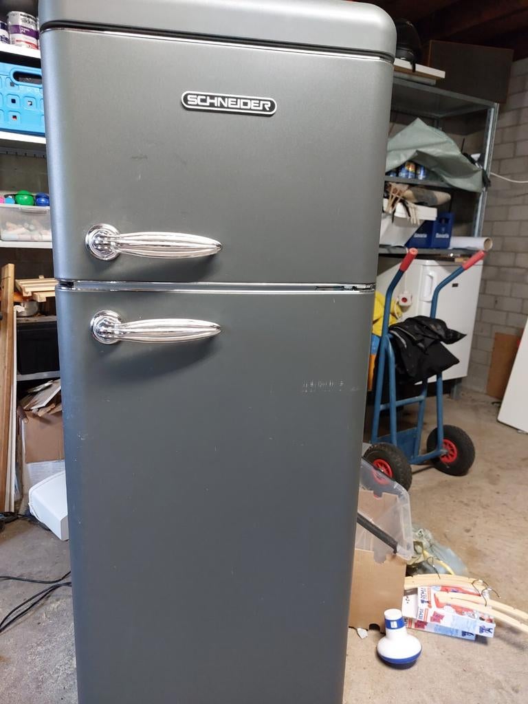 Schneider koel-vriescombinatie, retro design, Witgoed en Apparatuur, Koelkasten en IJskasten, 150 tot 200 liter, Gebruikt, Met aparte vriezer