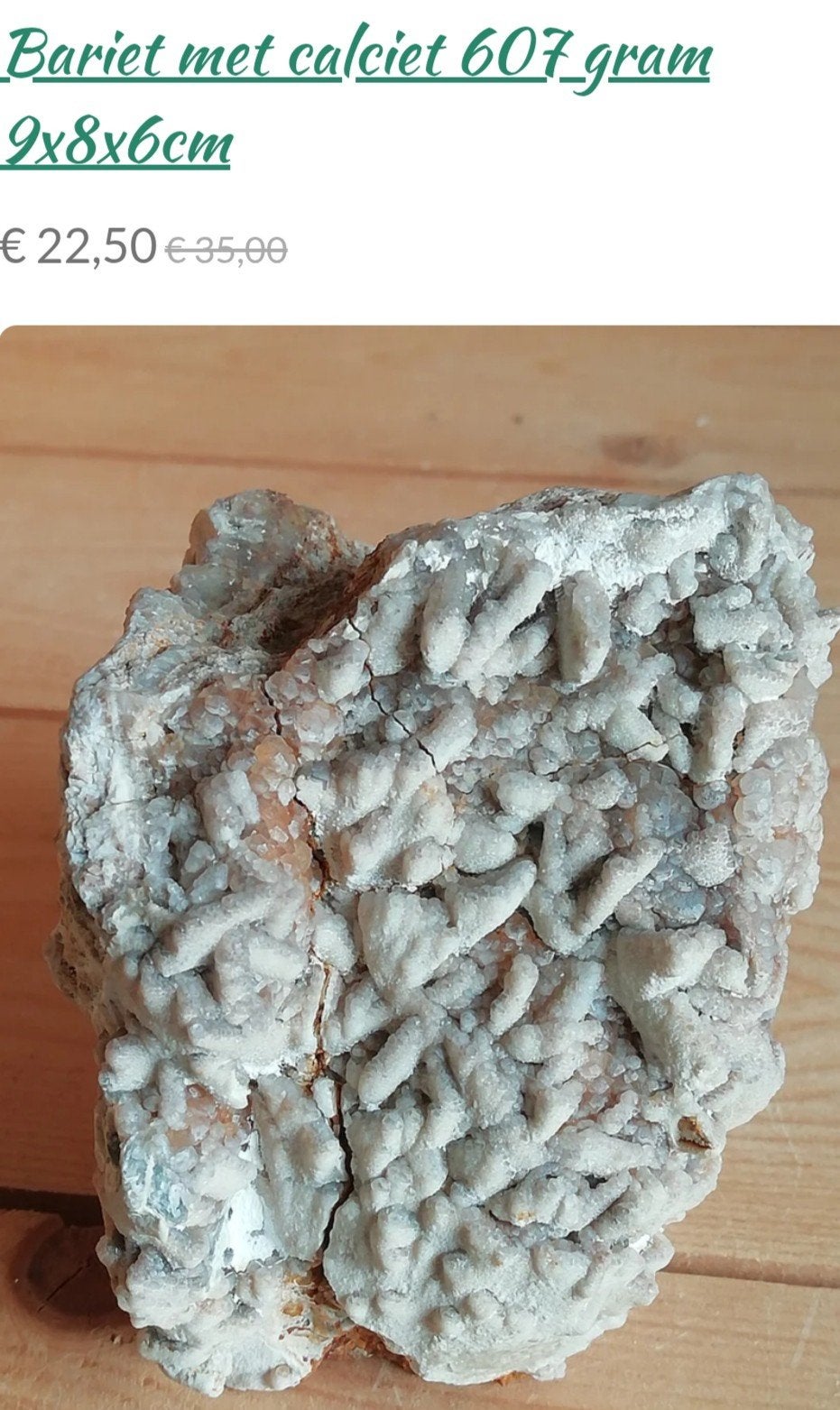 Bariet met calciet 607 gram 9cm, Ophalen of Verzenden, Mineraal