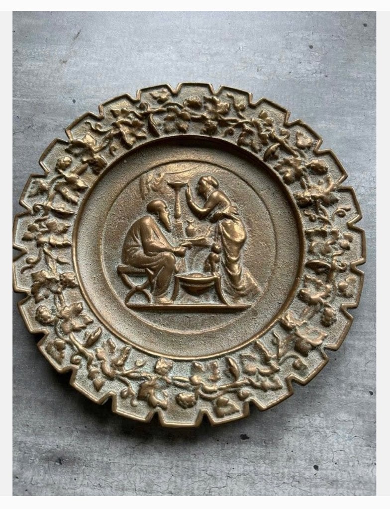 Antiek Bronzen bord reliëf voorstelling “Rapido Dinsing”, Antiek en Kunst, Ophalen of Verzenden