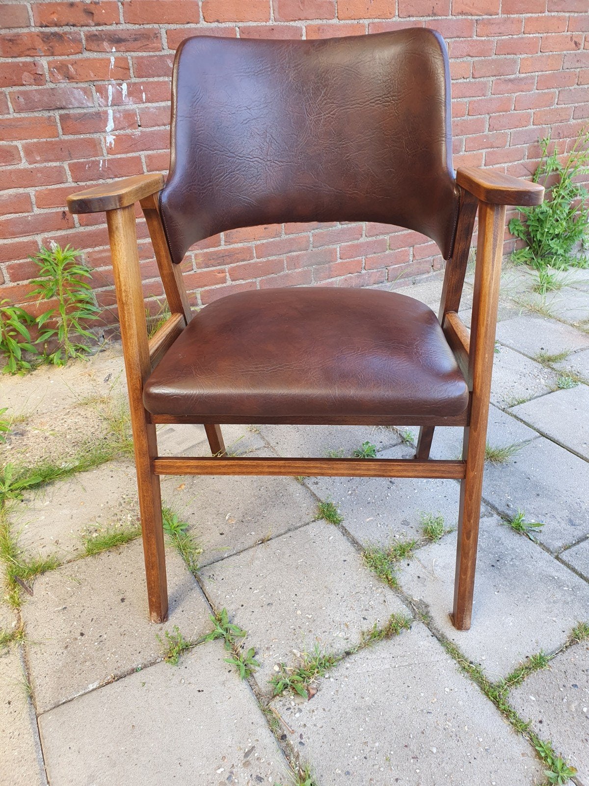 HELAAS VERKOCHT Vintage stoel, Gebruikt, Bruin, Vintage, Ophalen of Verzenden