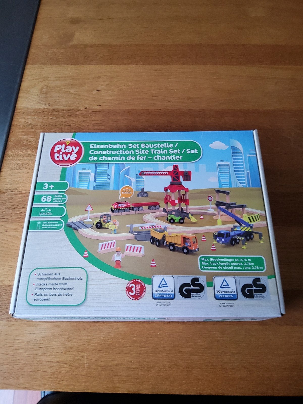 Playtive Houten Treinset Bouwplaats - 68-delig nieuw in doos, Ophalen of Verzenden, Nieuw, Rij- of Hobbelspeelgoed