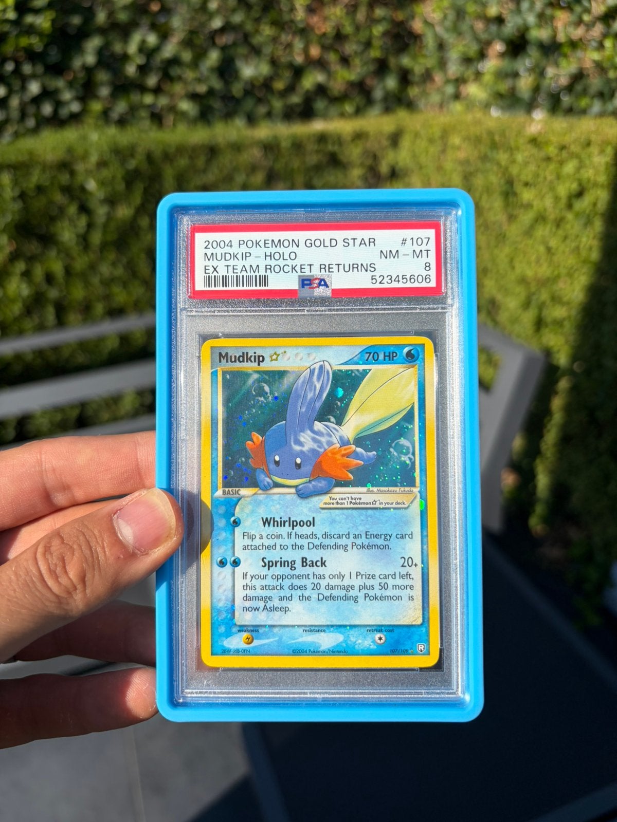 2004 Pokemon #107/109 Mudkip Gold Star Holo Rare PSA 8, Ophalen of Verzenden, Zo goed als nieuw