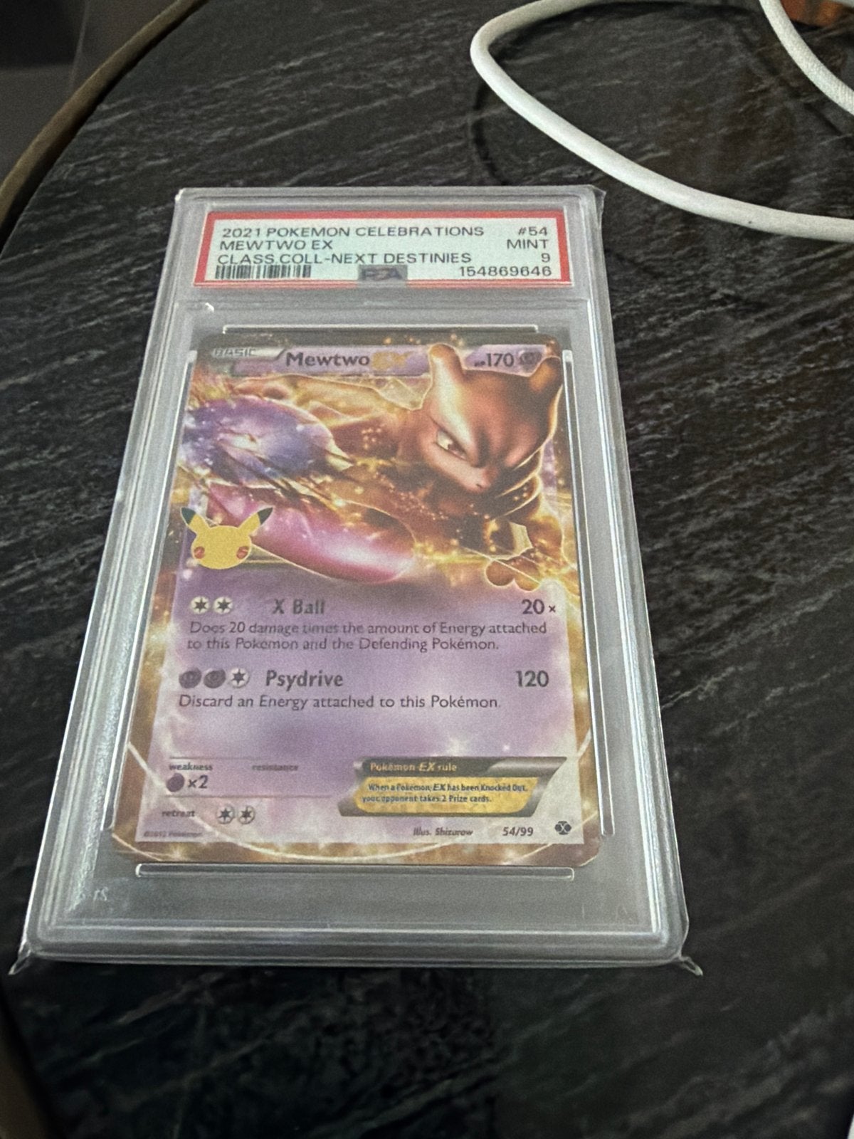 Mewtwo ex PSA 9 Mint - 2012 Celebrations Pokémon Kaart, Ophalen of Verzenden, Nieuw, Losse kaart