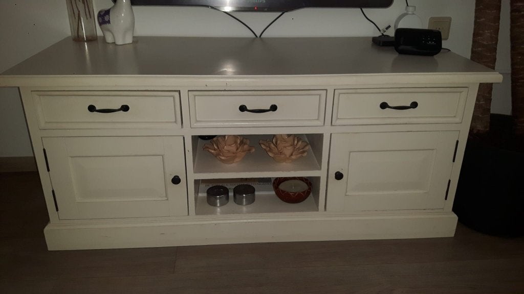 tv meubel creme gratis ophalen, Huis en Inrichting, Kasten | Televisiemeubels, Ophalen, Gebruikt, 100 tot 150 cm, Minder dan 100 cm