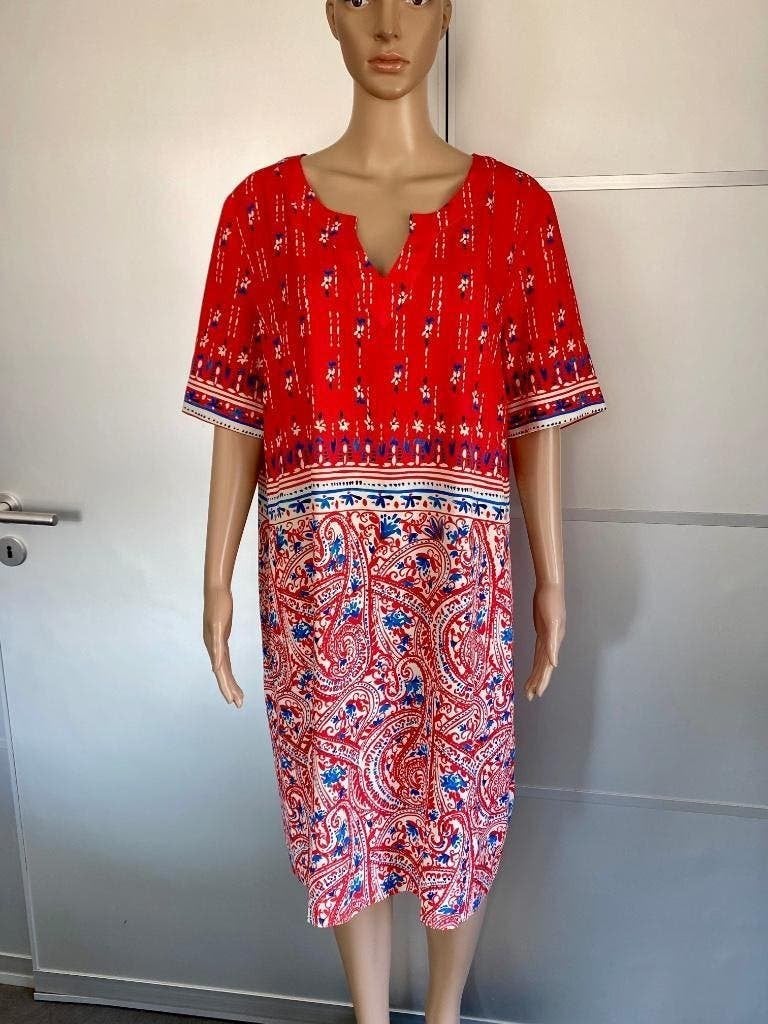 J159 Caroline Biss maat L=42/44 jurk jurkje rood/wit/blauw, Kleding | Dames, Jurken, Maat 42/44 (L), Ophalen of Verzenden, Zo goed als nieuw
