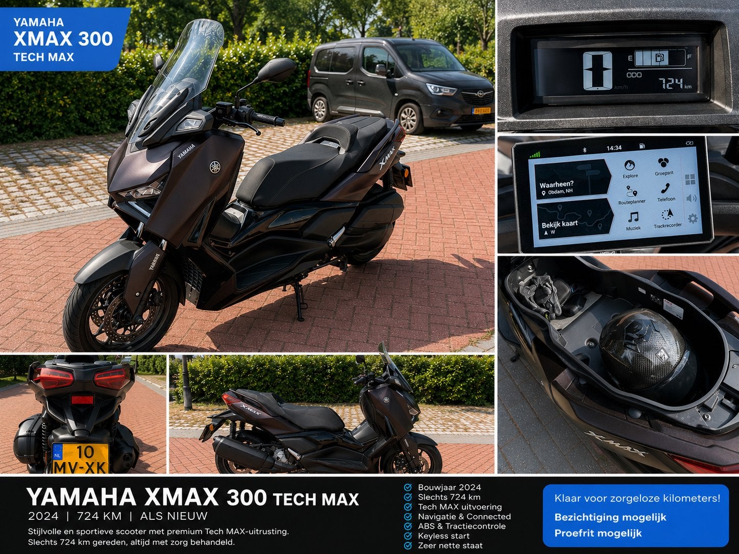 Yamaha XMAX 300 Tech MAX 2024 - Als Nieuw, Slechts 724 KM, Motoren, Motoren | Yamaha, Scooter, Gebruikt, Particulier, Minimaal motorrijbewijs A2